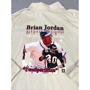 Vintage Atlanta Braves Brian Jordan Shirt Mens XL Beige 90s Two Sports Man